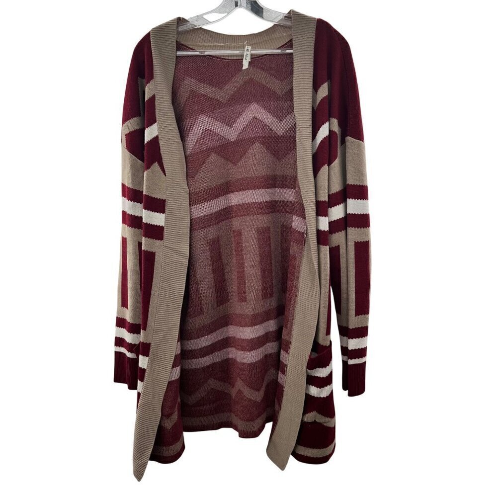 Leo & Nicole Women's Cardigan Long Sleeve Multicolored Aztec Print Size XL
